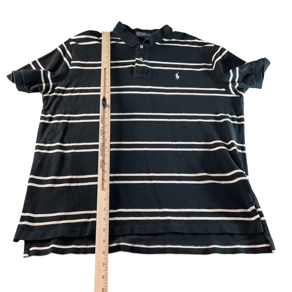 Polo Ralph Lauren Striped Polo Shirt Classic Fit Casual‎ Black White XL